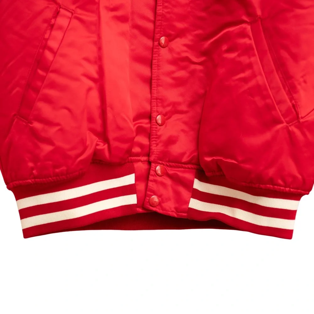 VTG Starter Maryland Terrapins Red Satin Varsity Bomber Jacket Men L Retro 80s - Picture 3 of 8